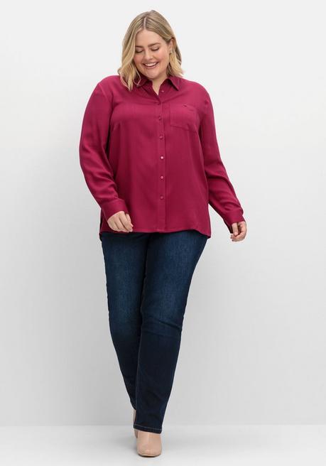 Sheego Hemdbluse In Strukturierter Optik - Beere Sheego