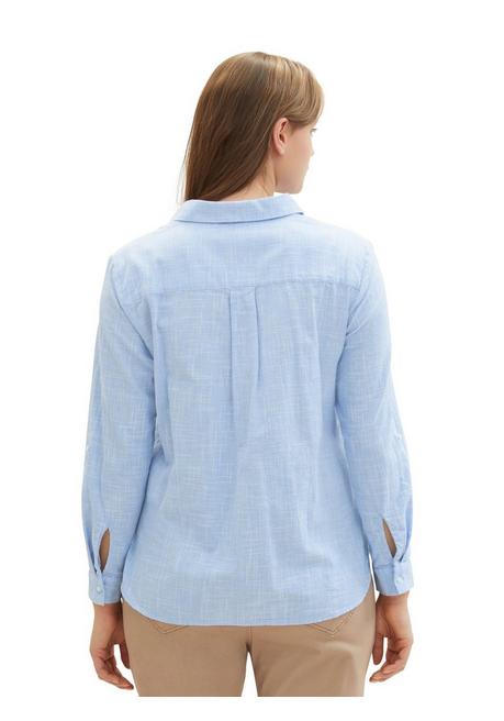 TOM TAILOR Plus Hemdbluse In Strukturoptik, Mit Krempelärmeln - Hellblau Sheego