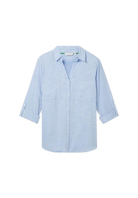 TOM TAILOR Plus Hemdbluse In Strukturoptik, Mit Krempelärmeln - Hellblau Sheego