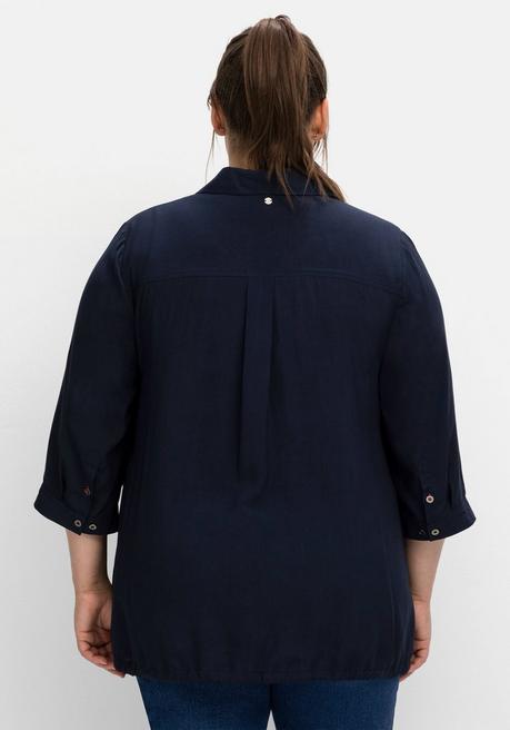 Sheego Hemdbluse Mit 3/4-Arm Und Saum-Tunnelzug - Nachtblau Sheego