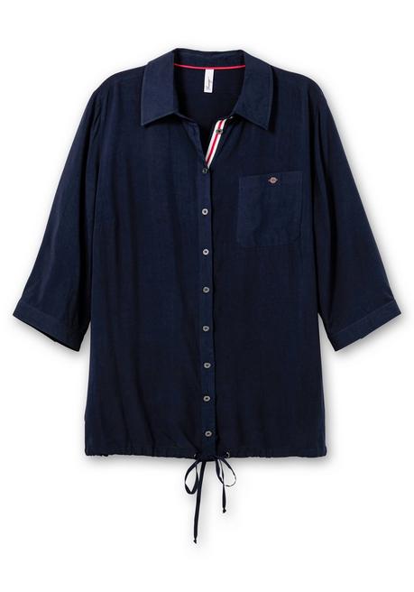 Sheego Hemdbluse Mit 3/4-Arm Und Saum-Tunnelzug - Nachtblau Sheego