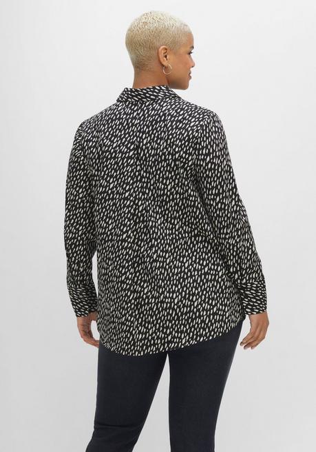 Sheego Hemdbluse Mit Alloverdruck, Aus Popeline - Schwarz Bedruckt Sheego