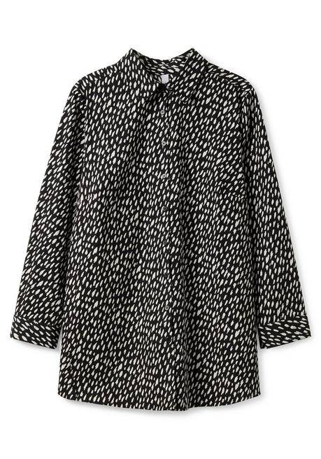 Sheego Hemdbluse Mit Alloverdruck, Aus Popeline - Schwarz Bedruckt Sheego