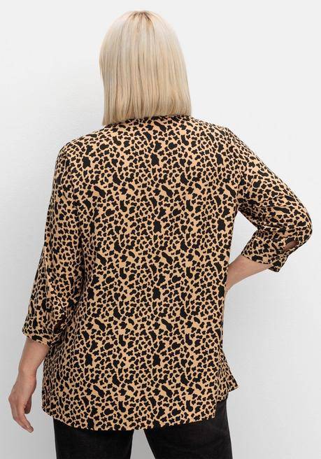 Sheego Hemdbluse Mit Animalprint, In Leichter A-Linie - Schwarz Gemustert Sheego