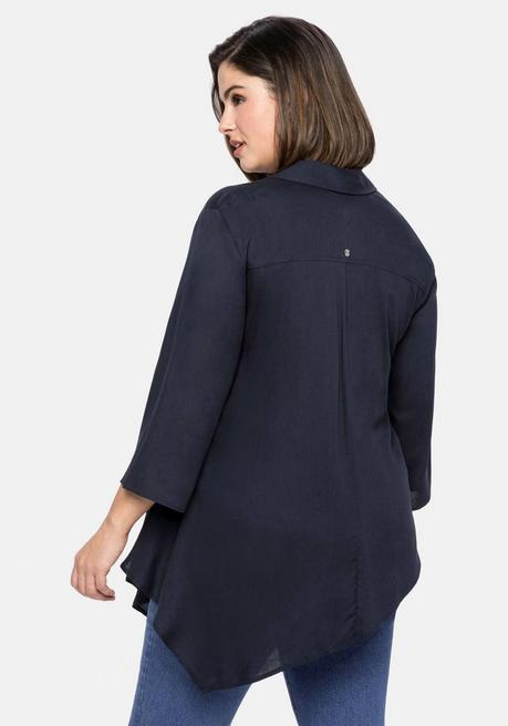 Sheego Hemdbluse Mit Asymmetrischem Saum In Zipfelform - Nachtblau Sheego