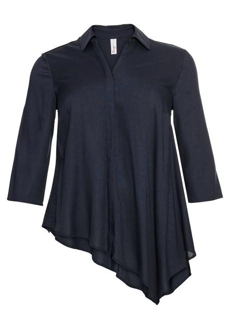 Sheego Hemdbluse Mit Asymmetrischem Saum In Zipfelform - Nachtblau Sheego