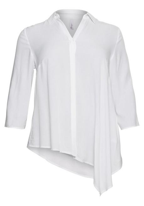 Sheego Hemdbluse Mit Asymmetrischem Saum In Zipfelform - Weiß Sheego
