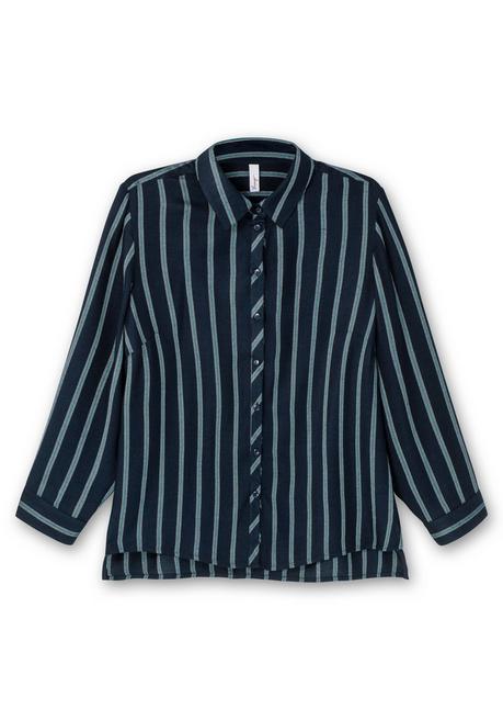 Sheego Hemdbluse Mit Multicolor-Streifen, Leicht Transparent - Nachtblau Gestreift Sheego