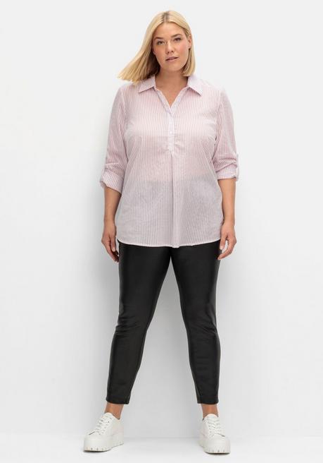 Sheego Hemdbluse Mit Streifen Und Krempelärmeln - Rosé Gestreift Sheego