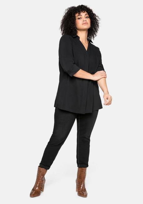 Sheego Hemdbluse Mit Verdeckter Knopfleiste - Schwarz Sheego