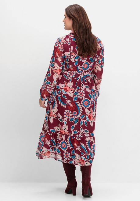 Sheego By Joe Browns Hemdblusenkleid Aus Chiffon, Mit Blumendruck - Beere Gemustert Sheego