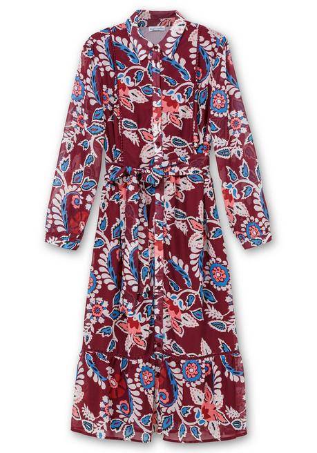 Sheego By Joe Browns Hemdblusenkleid Aus Chiffon, Mit Blumendruck - Beere Gemustert Sheego