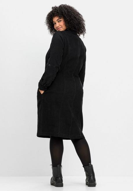 Sheego Hemdblusenkleid Aus Weichem Cord - Schwarz Sheego