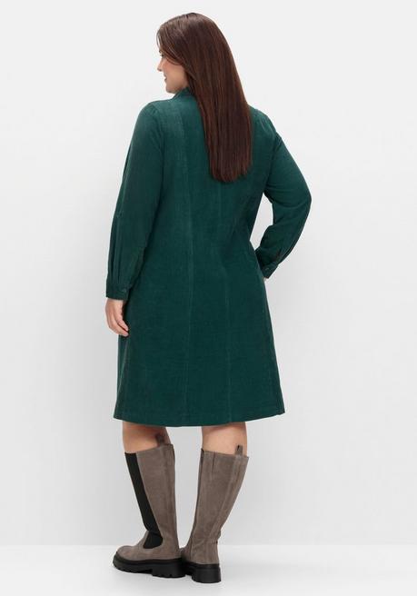 Sheego Hemdblusenkleid Aus Weichem Cord - Tiefgrün Sheego
