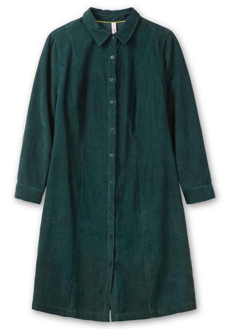 Sheego Hemdblusenkleid Aus Weichem Cord - Tiefgrün Sheego