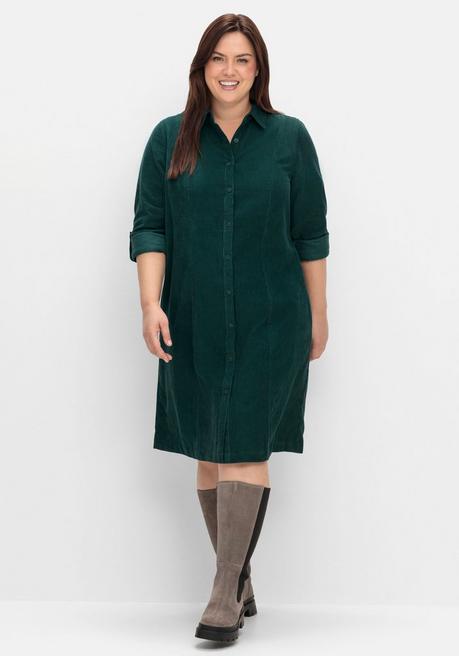 sheego Hemdblusenkleid aus weichem Cord - tiefgrün sheego sheego Hemdblusenkleid aus weichem Cord - tiefgrün sheego