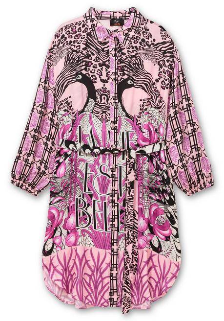 Sheego Loves Miss Goodlife Hemdblusenkleid Im Mustermix, Mit Bindegürtel - Pink Gemustert Sheego