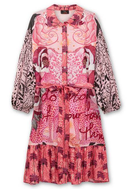 Sheego Loves Miss Goodlife Hemdblusenkleid Im Mustermix, Mit Volant Am Saum - Pink Gemustert Sheego