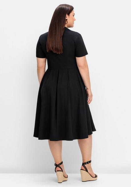 Sheego Hemdblusenkleid Mit Ausgestelltem Rock, Aus Popeline - Schwarz Sheego