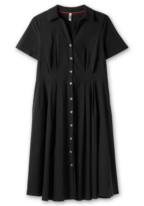 Sheego Hemdblusenkleid Mit Ausgestelltem Rock, Aus Popeline - Schwarz Sheego