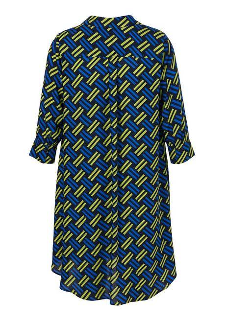 VIA APPIA DUE Hemdblusenkleid Mit Grafikprint Und Manschettenärmel - Blau Gemustert Sheego