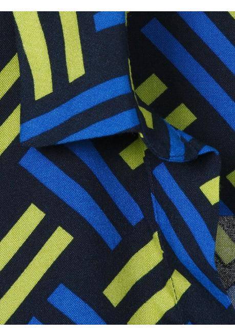 VIA APPIA DUE Hemdblusenkleid Mit Grafikprint Und Manschettenärmel - Blau Gemustert Sheego