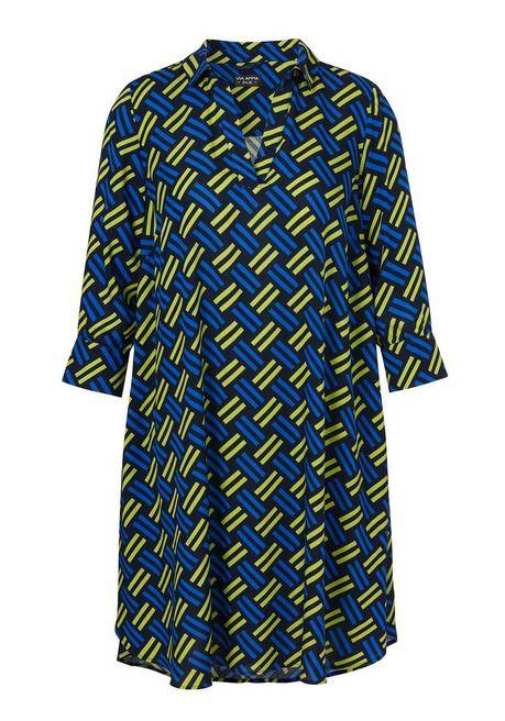 VIA APPIA DUE Hemdblusenkleid mit Grafikprint und Manschettenärmel - blau gemustert sheego
