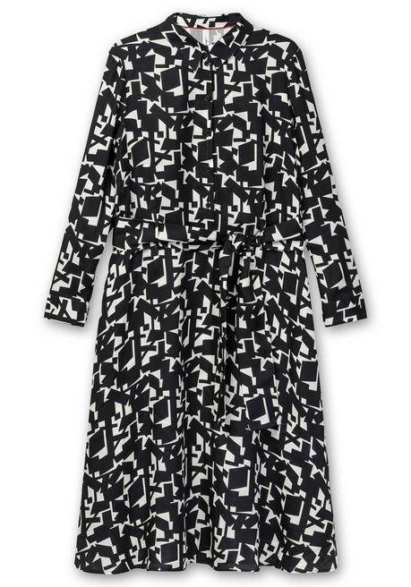 Sheego Hemdblusenkleid Mit Grafischem Alloverprint - Schwarz-weiß Gemustert Sheego