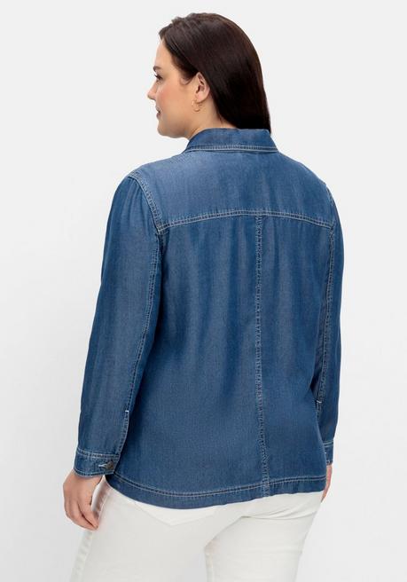 Sheego Hemdjacke In Jeans-Optik, Aus TENCEL™ Lyocell - Blue Denim Sheego