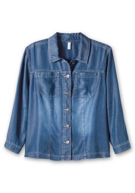Sheego Hemdjacke In Jeans-Optik, Aus TENCEL™ Lyocell - Blue Denim Sheego