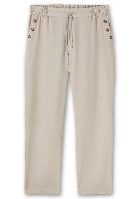 Sheego Hose In Leinenoptik Mit Dehnbund Und Zierknöpfen - Beigefarben Sheego