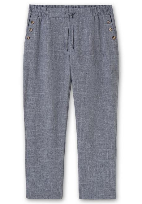 Sheego Hose In Leinenoptik Mit Dehnbund Und Zierknöpfen - Jeansblau Sheego