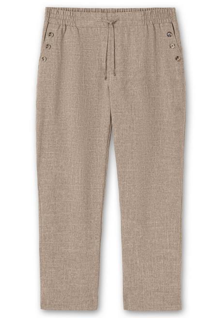 Sheego Hose In Leinenoptik Mit Dehnbund Und Zierknöpfen - Taupe Sheego