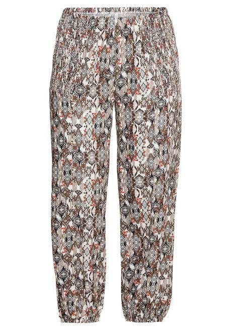 Sheego Hose Mit Seitlichen Smok-Einsätzen - Rostrot Gemustert Sheego