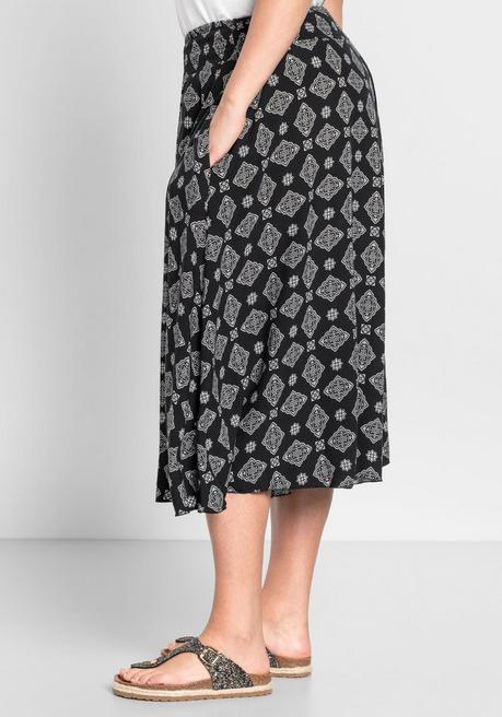 Sheego Hosenrock Mit Zwei Taschen - Schwarz Bedruckt Sheego