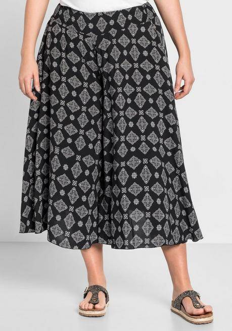 sheego Hosenrock mit zwei Taschen - schwarz bedruckt sheego