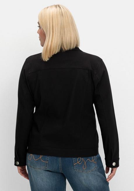 Sheego Jacke Aus Bengalin, In Kurzer, Taillierter Form - Schwarz Sheego