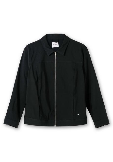 Sheego Jacke Aus Bengalin, In Kurzer, Taillierter Form - Schwarz Sheego