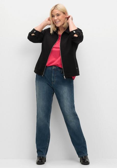 Sheego Jacke Aus Bengalin, In Kurzer, Taillierter Form - Schwarz Sheego