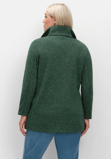 Sheego Jacke Aus Meliertem Strickfleece - Moosgrün Sheego