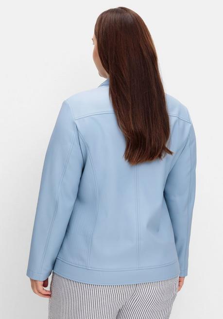 Sheego Jacke Mit Stehkragen, Aus Lederimitat - Bleu Sheego