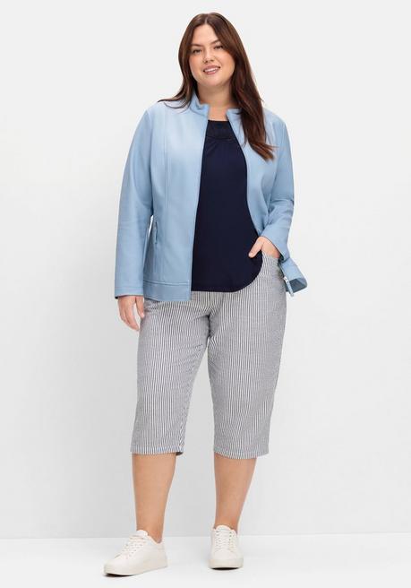 Sheego Jacke Mit Stehkragen, Aus Lederimitat - Bleu Sheego