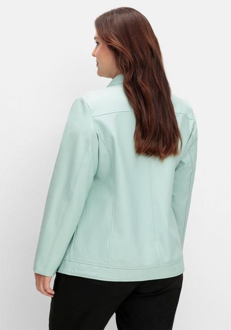 Sheego Jacke Mit Stehkragen, Aus Lederimitat - Mint Sheego