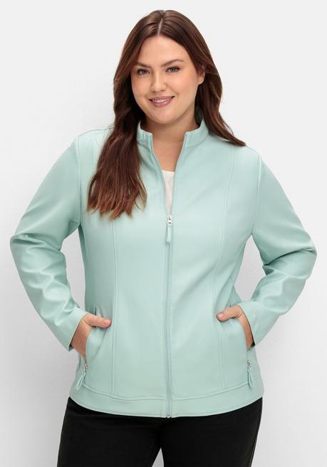 Sheego Jacke Mit Stehkragen, Aus Lederimitat - Mint Sheego