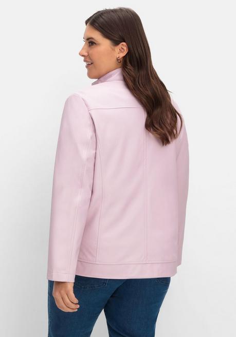 Sheego Jacke Mit Stehkragen, Aus Lederimitat - Rosé Sheego