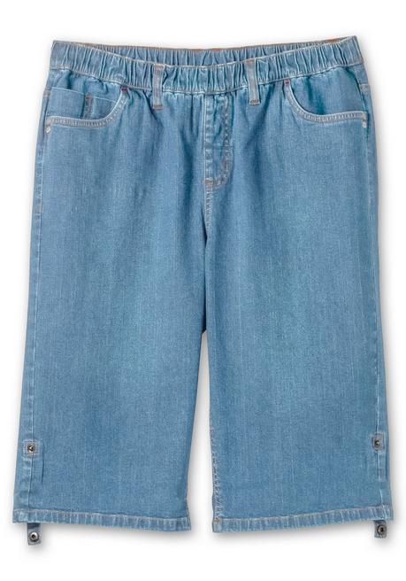 Sheego Jeans-Bermudas Mit Fixiertem Aufschlag - Blue Bleached Denim Sheego