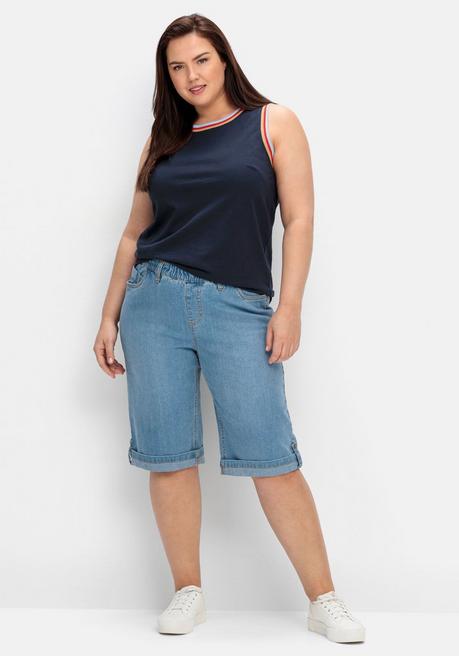 sheego Jeans-Bermudas mit fixiertem Aufschlag - blue bleached Denim sheego