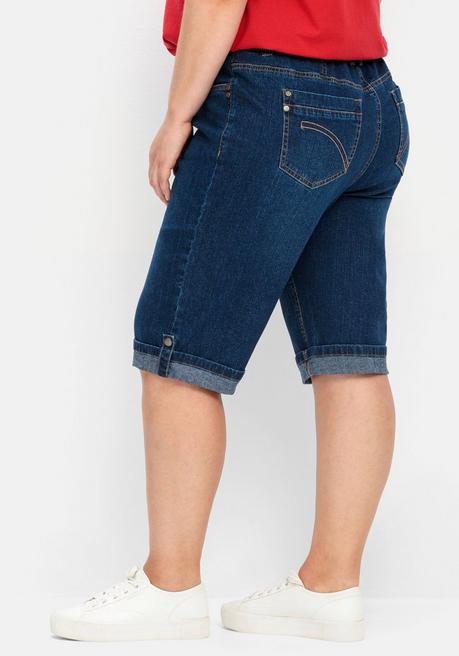 Sheego Jeans-Bermudas Mit Fixiertem Aufschlag - Blue Denim Sheego