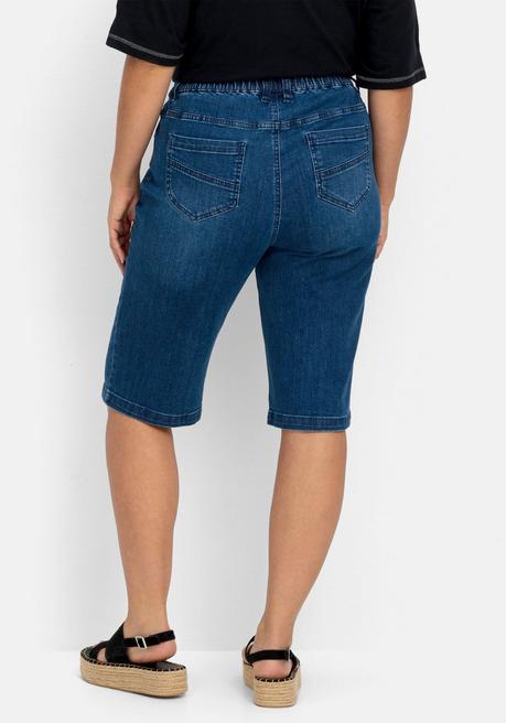 Sheego Jeans-Bermudas Mit Gummibund Und Teilungsnähten - Blue Denim Sheego