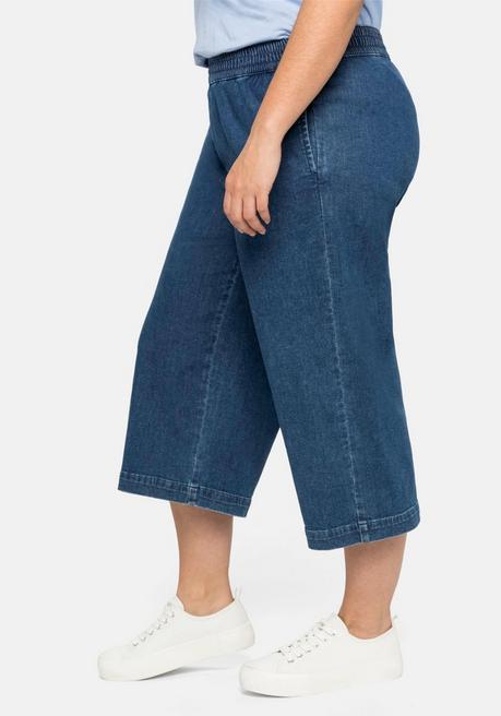 Sheego Jeans In 3/4-Länge, In Weiter Beinform Mit Schlupfbund - Blue Denim Sheego